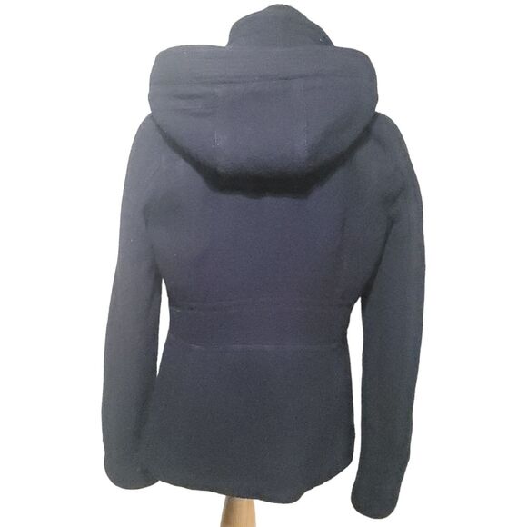 Abercrombie & Fitch Navy toggle Wool  Coat With zip off Hood Womens Medium - Picture 3 of 16